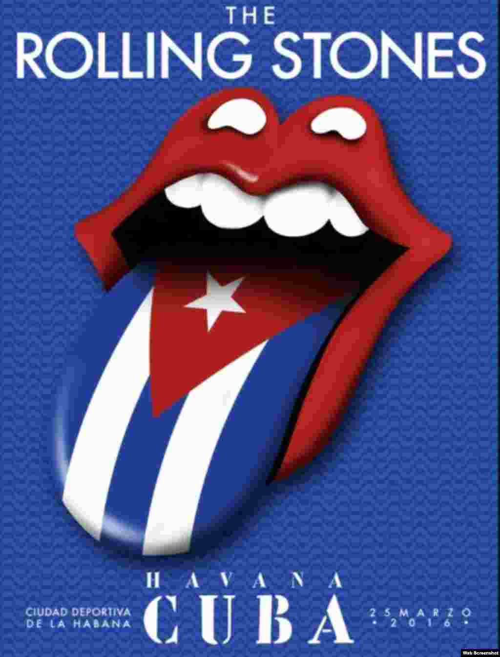 Cartel del concierto de los Rolling Stones en La Habana, Cuba. 