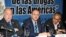 El secretario general de la OEA, José Miguel Insulza (izq), y el canciller de Guatemala, Fernando Carrera (centro).