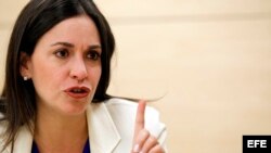 La diputada venezolana María Corina Machado, miembro de la alianza opositora encabezada por Henrique Capriles.