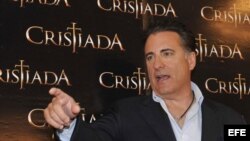 El actor Andy García durante una rueda de prensa promocional de la película "Cristiada" en Ciudad de México (México). 