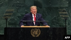 El presidente de EEUU, Trump, interviene durante la 81.ª Asamblea General de las Naciones Unidas en la sede de la ONU en la ciudad de Nueva York.