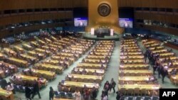 iplomáticos del Grupo de Lima abandonan la Asamblea General de las Naciones Unidas en protesta el 24 de abril de 2019, en Nueva York, cuando el Ministro de Relaciones Exteriores de Venezuela, Jorge Arreaza, comienza a hablar sobre el multilateralismo.