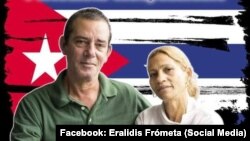 El preso político Lázaro Yuri Valle Roca y su esposa Eralidis Frómeta. 