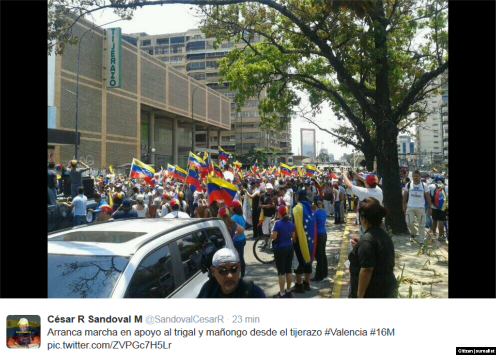 Imágenes en twitter de marchas en Venezuela&nbsp; el 16 de marzo