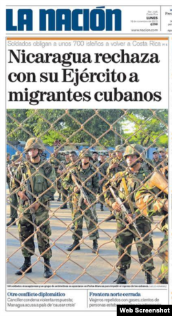 La portada del diario "La Nación" de Costa Rica.