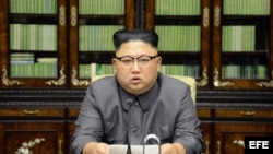 Kim Jong-Un ofrece declaraciones en Piongyang. (Archivo)