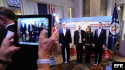 Fiesta por las elecciones estadounidenses en un hotel de Roma.