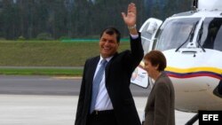 El presidente de Ecuador, Rafael Correa, en el nuevo aeropuerto de Quito.