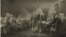 Declaración de Independencia, 4 de julio de 1776 / pintado por J. Trumbull ; grabado por W.L. Ormsby, N.Y.