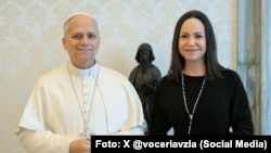 El papa León XIV y la líder opositora venezolana María Corina Machado