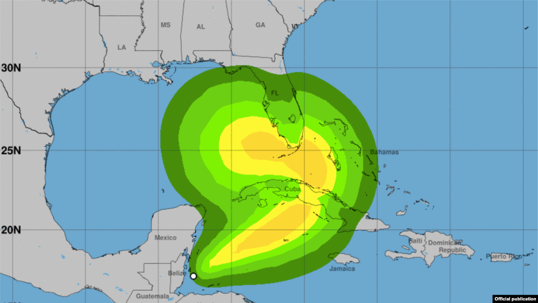 Mapa de los vientos de la depresión tropical Eta. Tomado de nhc.noaa.gov