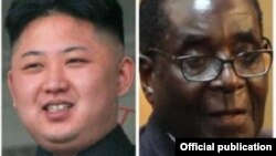 El norcoreano Kim Yong Un y Robert Mugabe, de Zimbabue, aliados del gobierno de Cuba.