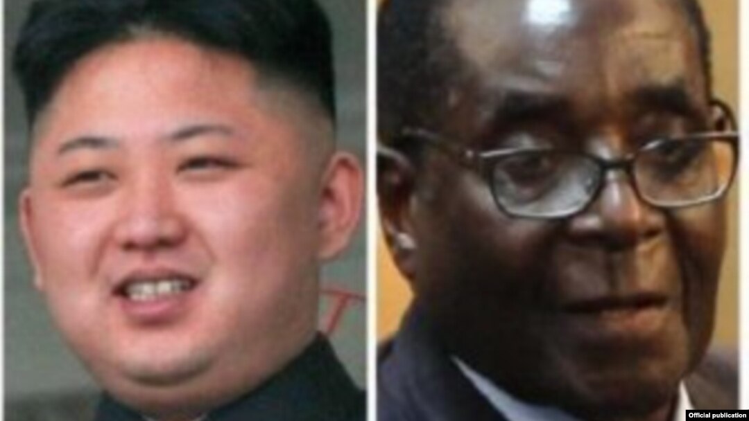 El norcoreano Kim Yong Un y Robert Mugabe, de Zimbabue, aliados del gobierno de Cuba.