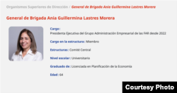Ania Guillermina Lastres Morera, actual jefa del conglomerado militar GAESA