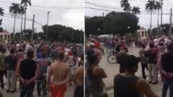 Residentes de Placetas se lanzaron a la calle el 11 de julio en protesta multitudinaria contra el gobierno. (Captura de video/Facebook)