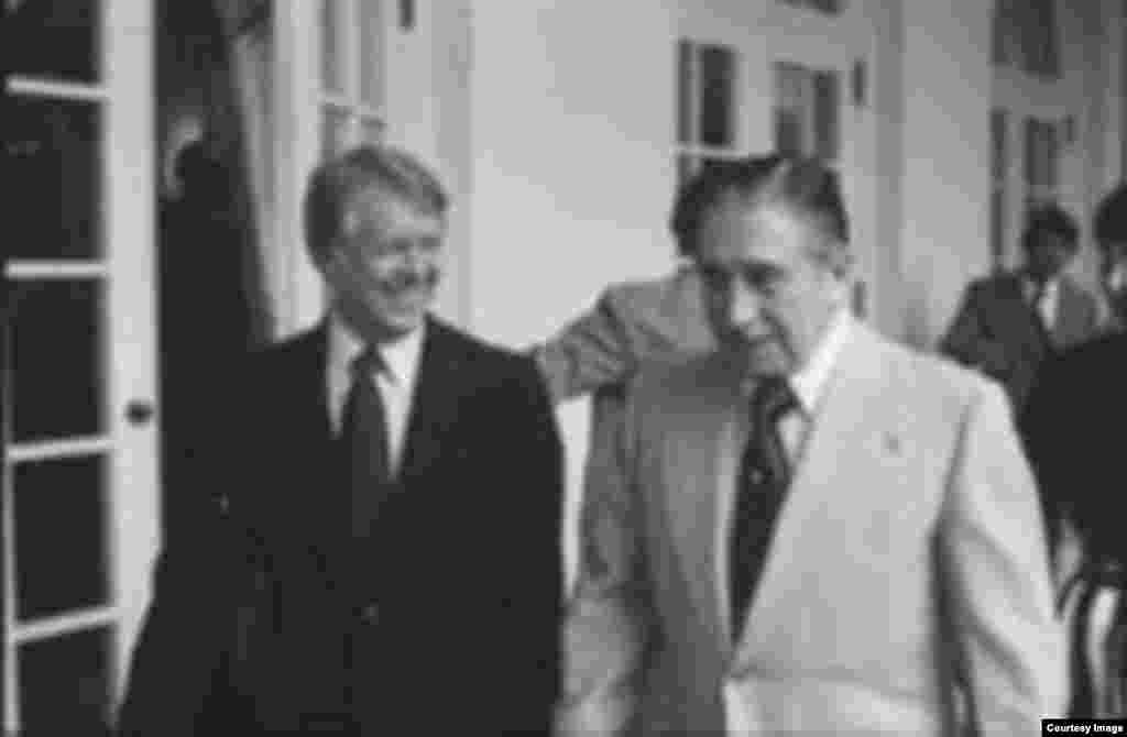 Carter y Augusto Pinochet en la Casa Blanca.