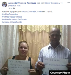 Ayuno por los presos políticos Tomado de Facebook
