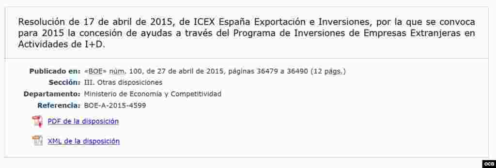 Ministerio de Economía y Competitividad (para empresas extranjeras en España)