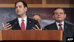 Senadores Marco Rubio y Bob Menéndez. (Archivo/SAUL LOEB / AFP)