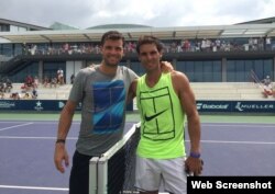 Grigor Dimitrov y Rafael Nadal entrenan juntos en Manacor.
