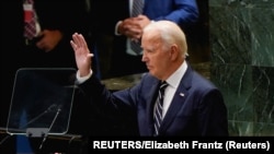 El presidente de EEUU, Joe Biden, después de dirigirse a la 79.ª Asamblea General de las Naciones Unidas en la sede de la ONU, en Nueva York. (Reuters/Elizabeth Frantz)