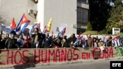 Foto de archivo: Manifestación de los exiliados cubanos en Madrid pidiendo por el respeto a los derechos humanos en Cuba