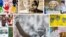 Fotografias de Nelson Mandela en un muro.