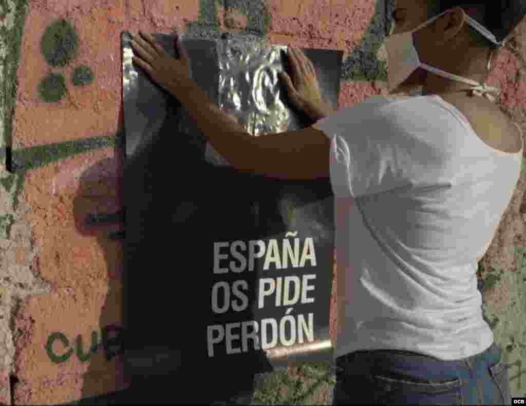 Perd&#243;n Espa&#241;ol en las calles de La Habana, obra del artista Abel Azcona