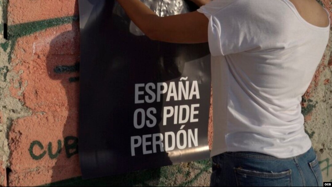 Perdón Español en las calles de La Habana, obra del artista Abel Azcona
