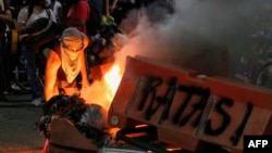 Barricada en Cúcuta, frontera de Venezuela y Colombia