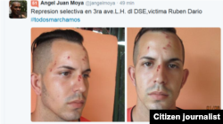 Reporta Cuba. Rubén Darío, golpeado el domingo 31 de mayo.