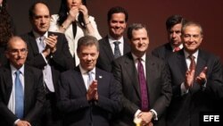 El Presidente de Colombia, Juan Manuel Santos, en la firma del nuevo acuerdo de paz, Bogotá.