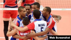 El equipo cubano de voleibol en el Mundial de Polonia 2014.