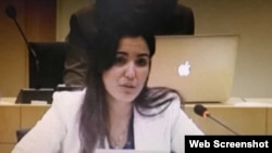 La funcionaria cubana Heidy Villuendas, en una imagen captada del video que publicó la agencia Prensa Latina.