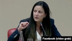 Rosa María Payá durante su intervención en el seminario "Mujeres Libres", en el Congreso de los Diputados de España. 