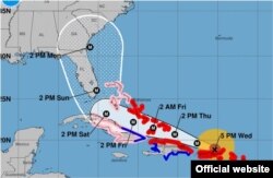 Pronóstico de la trayectoria del huracán Irma. (NHC)