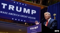 El magnate estadounidense Donald Trump anuncia su candidatura a la Presidencia de Estados Unidos durante un evento en Nueva York (16 de junio, 2015). 