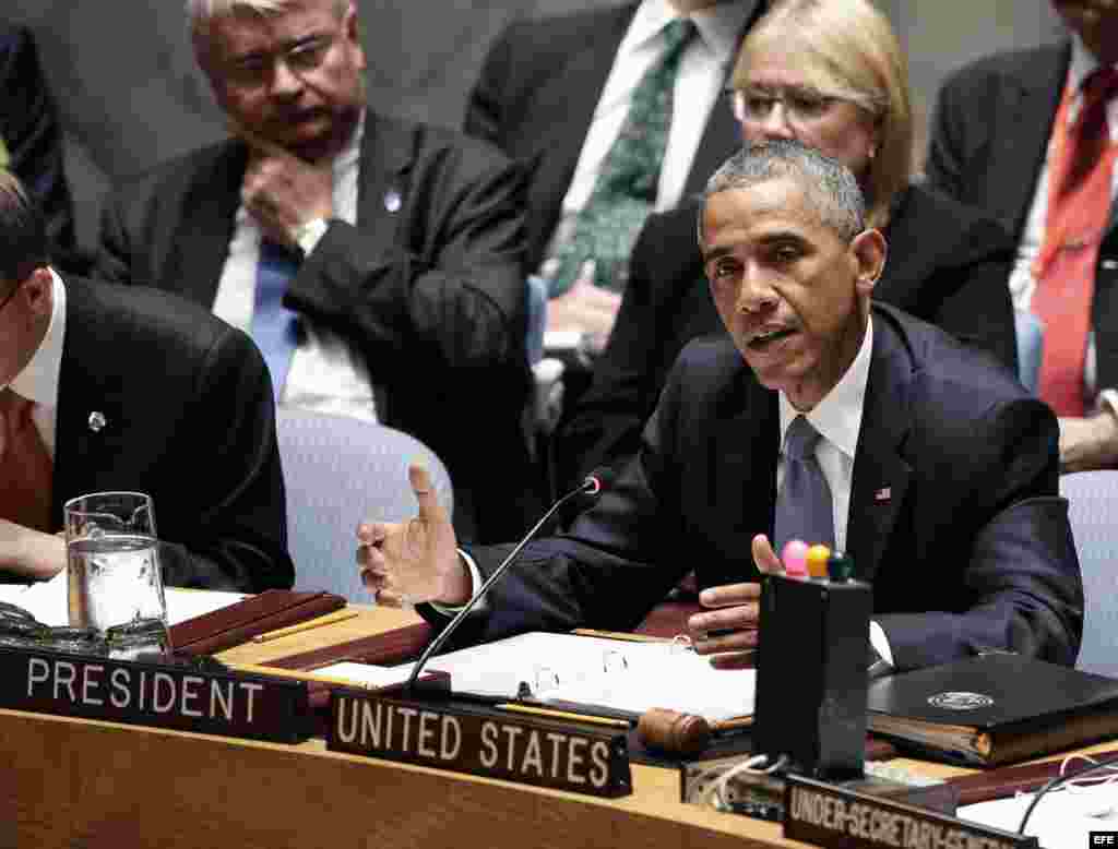 El presidente estadounidense, Barack Obama, interviene en la reunión del Consejo de Seguridad de la ONU que presidió. 