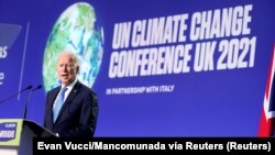 Joe Biden durante su intervención en la cumbre climática COP26 el 2 de noviembre de 2021 en Glasgow, Escocia.