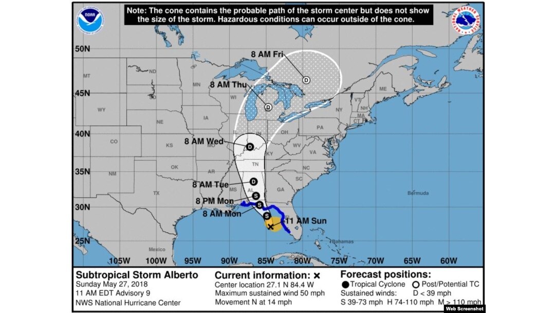 Tormenta subtropical Alberto. (NHC)