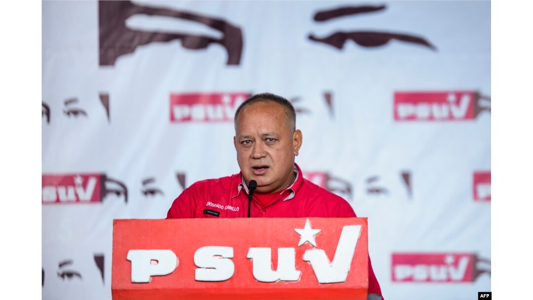 Diosdado Cabello en conferencia de prensa en Caracas el 22 de julio (Foto: AFP).