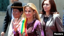 La presidenta interina de Bolivia Jeanine Añez en una ceremonia en La Paz, 