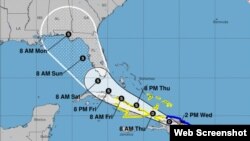 Trayectoria pronosticada por el NHC de la tormenta tropical Fred. 