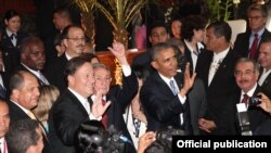 Obama, Raúl Castro y el Juan Carlos Varela.