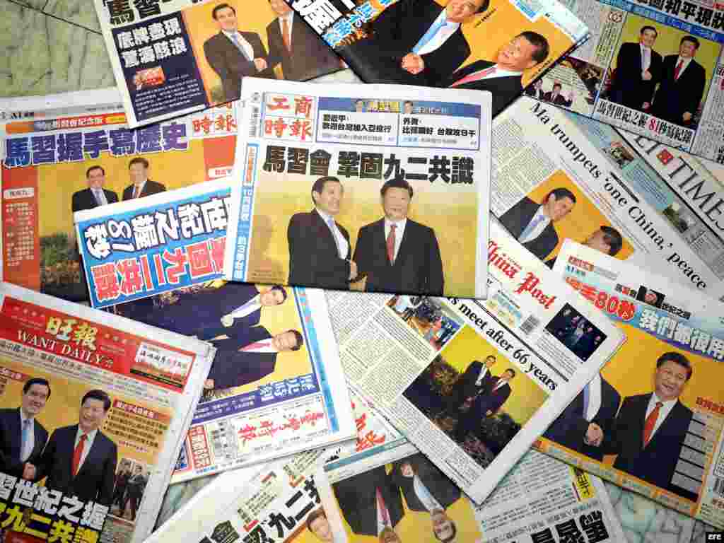 Los diarios de Taiwán dan amplia cobertura al encuentro entre Ma y Xi.