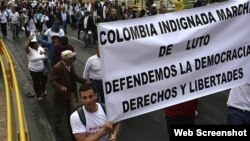 Marcha por la Paz en Colombia en protesta por las negociaciones con las Farc