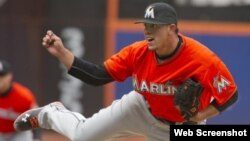 El joven pitcher cubano José Fernández inicia una excelente temporada con los Marlins, de la Florida.