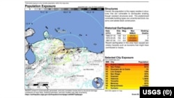El mapa muestra la población expuesta a los sismos en las áreas afectadas.