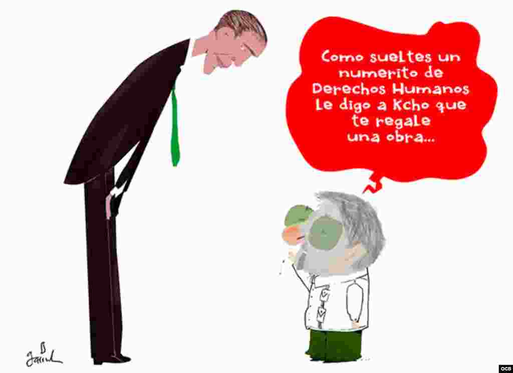 Caricaturas de Garrincha - Obama & Raul Castro