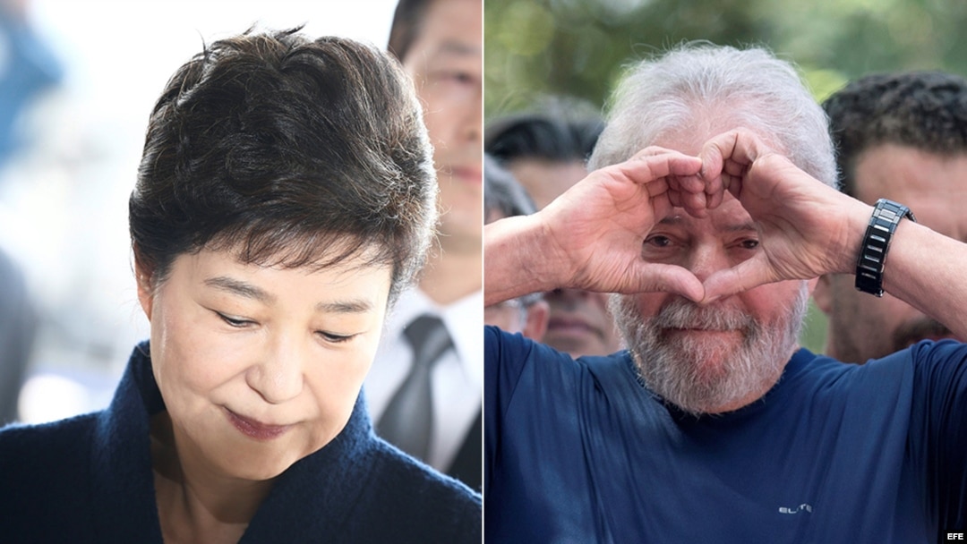 Park Geun-Hye y Luiz Inácio Lula da Silva, ambos a prisión esta semana.